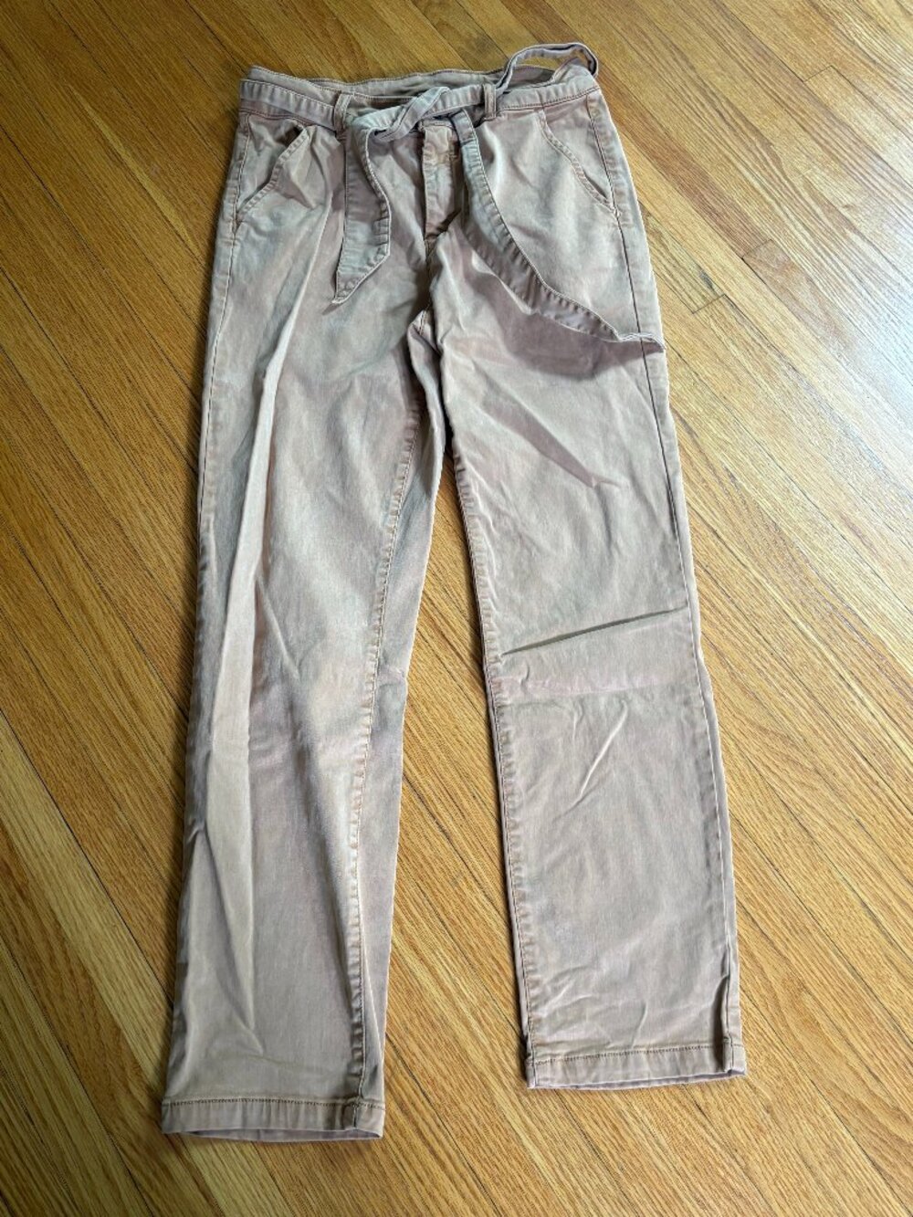 Grace & Lace Tie Belt Pants  - Size 6, Tan
